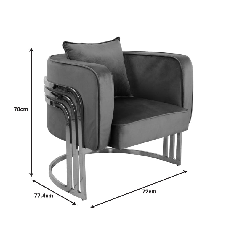 Кресло Roblu  златен метал и кадифе в гнила ябълка 72x77.4x70cm