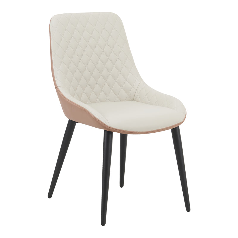 Стол Komme бежово-кафяв pu с черен метален крак 49x57x84см