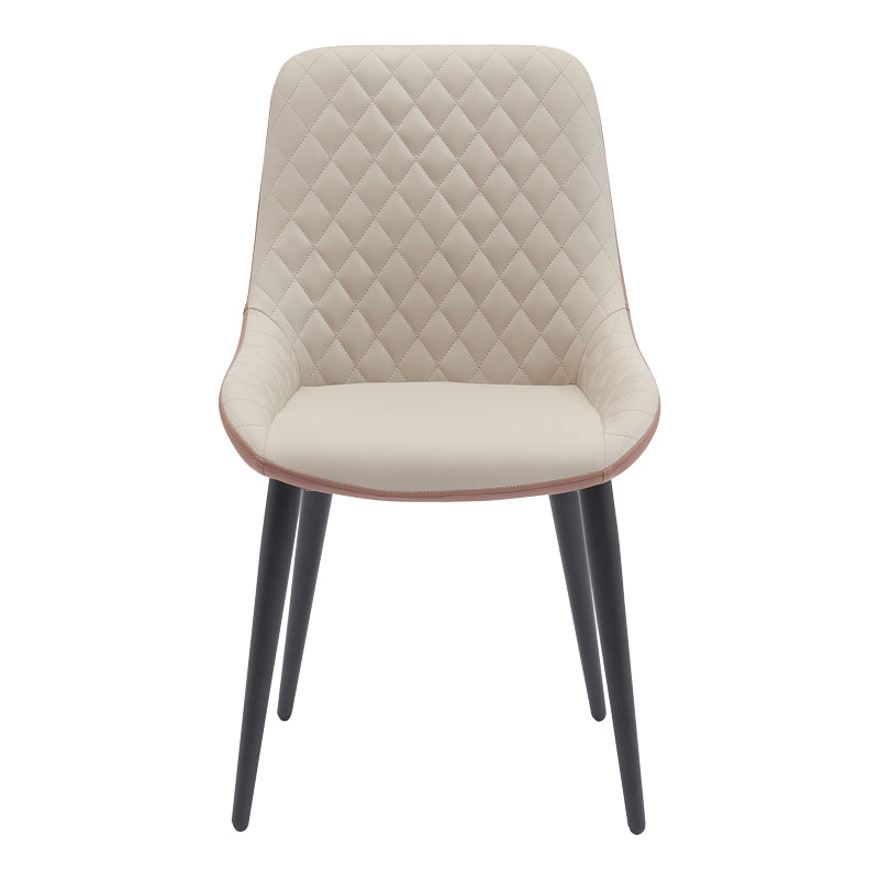 Стол Komme бежово-кафяв pu с черен метален крак 49x57x84см