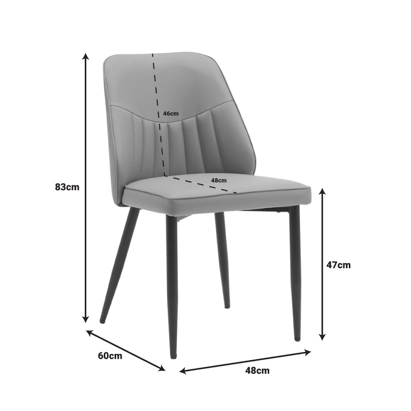 Стол ONYER  кафяво-сив pu с черен метален крак 48x60x83см