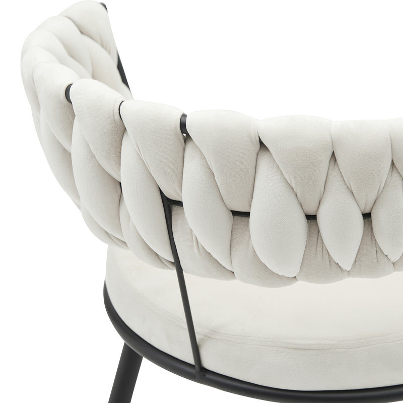 Стол Alkia в кремаво кадифе с черен метален крак 60x57x68см