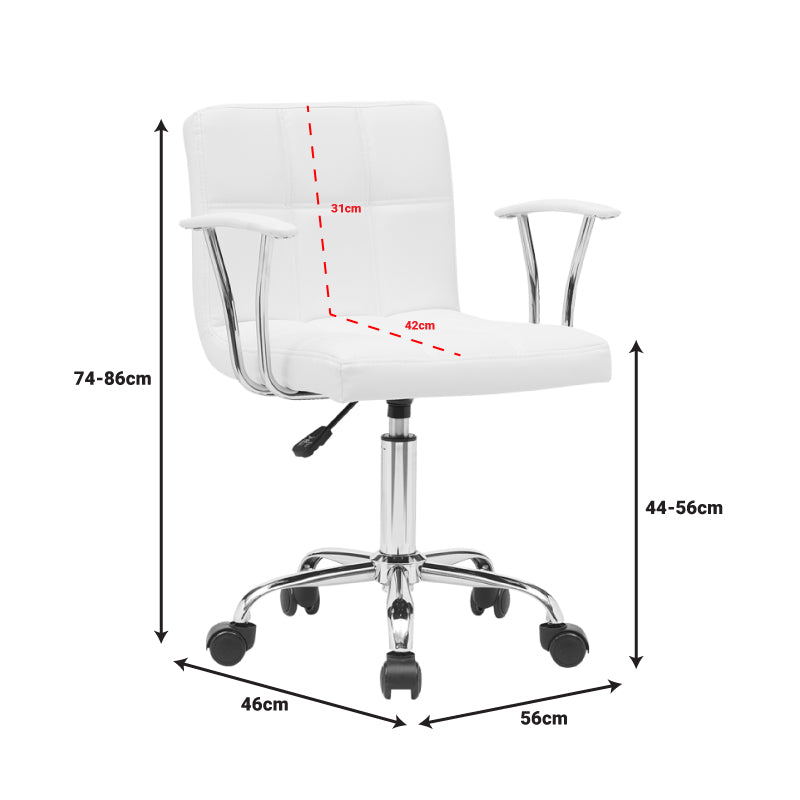 Офис стол Buleco pu бял 56x46x74-86см