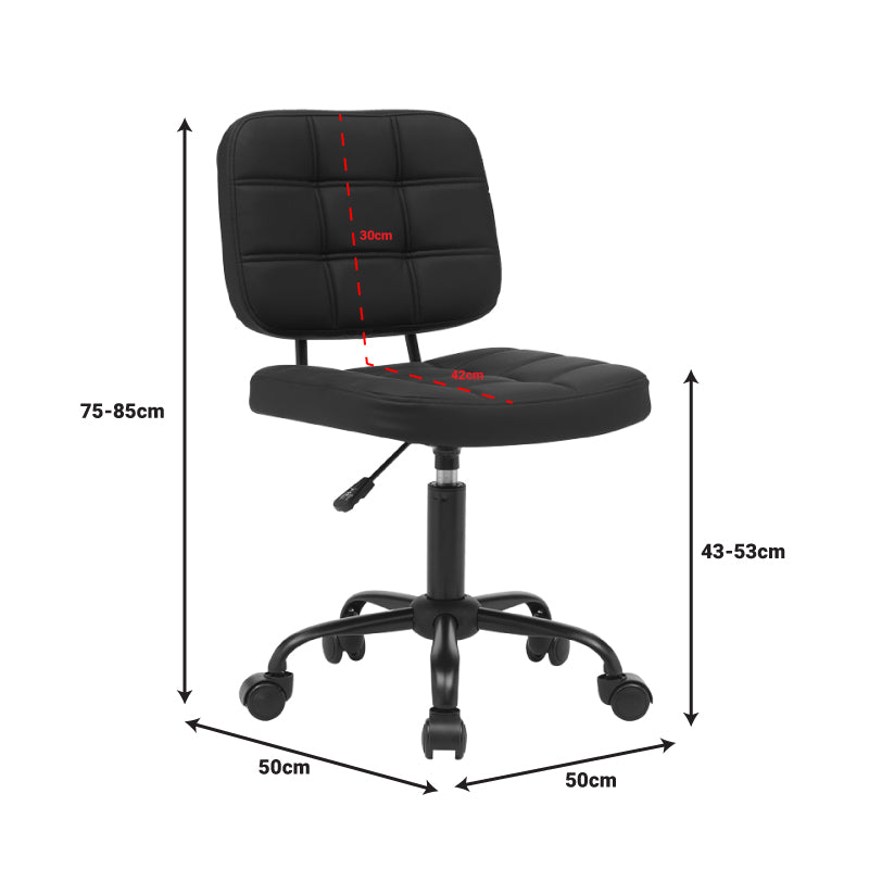 Офис стол Sedia pu черен 50x50x75-85см