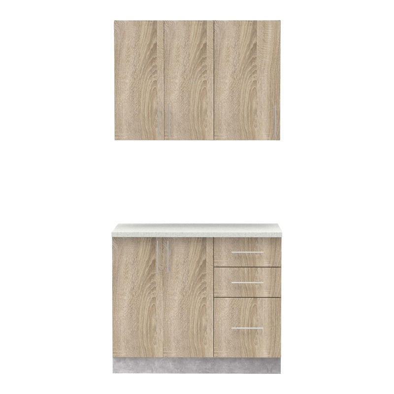 Кухненски шкаф Festa  меламин в цвятсонома и кухненски плот в светло сив цвят 100x60x85см