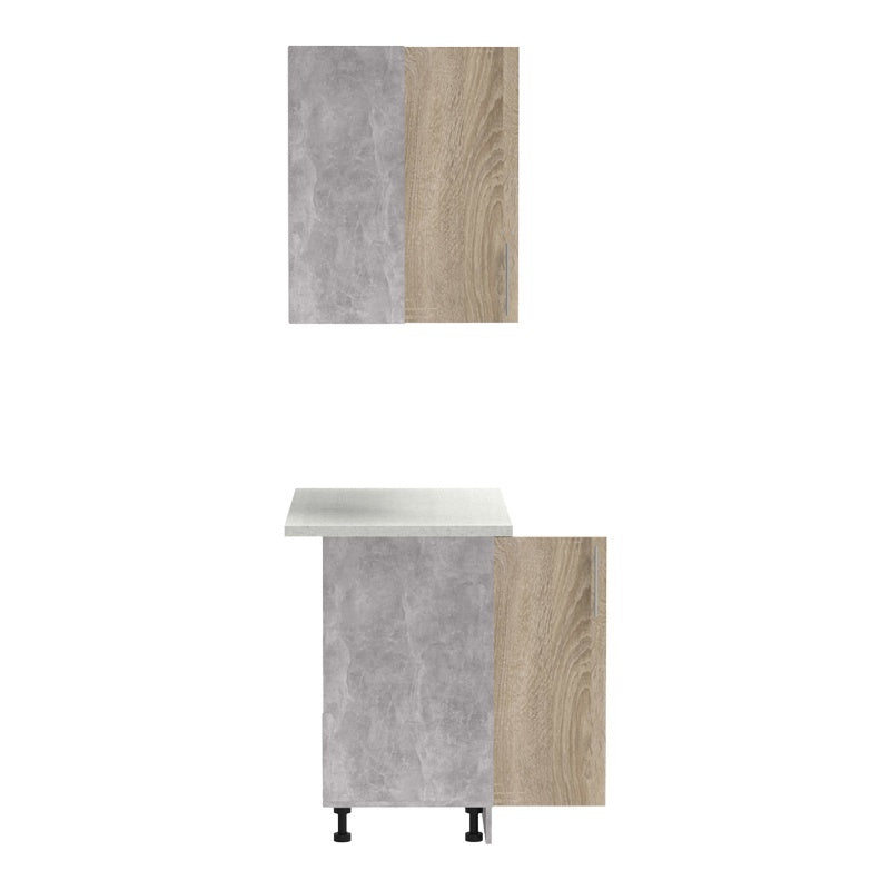 Кухненски шкаф Festa  меламин в цвятсонома и кухненски плот в светло сив цвят 100x60x85см