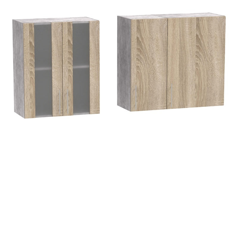 Кухненски шкаф Festa  меламин в цвят сонома и работна маса в светло сив цвят 140x60x85см