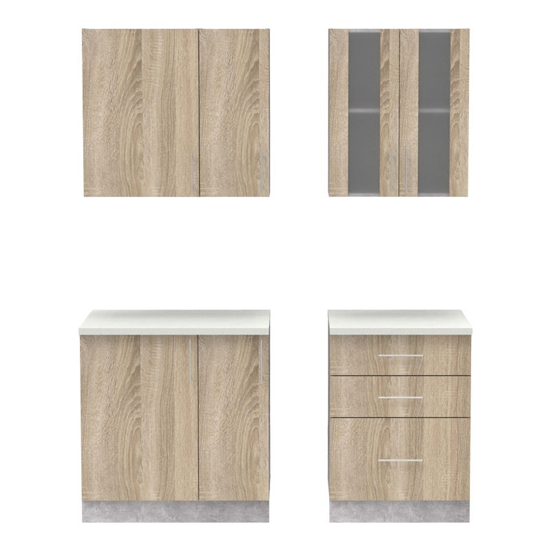 Кухненски шкаф Festa  меламин в цвят сонома и работна маса в светло сив цвят 140x60x85см