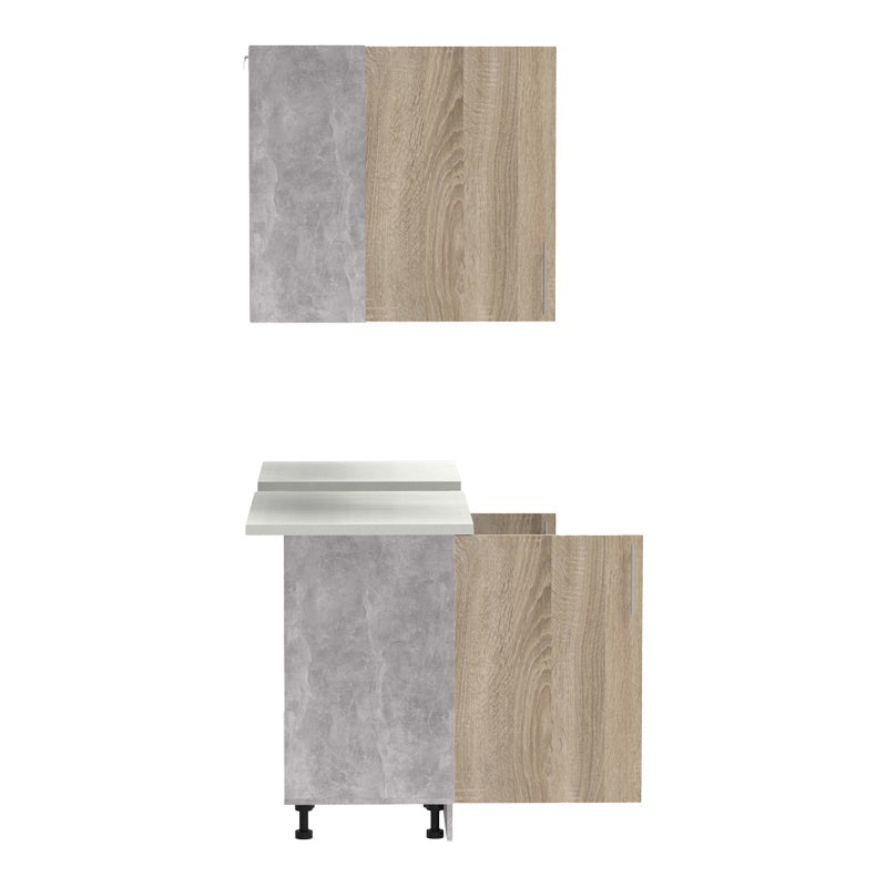 Кухненски шкаф Festa  меламин в цвят сонома и работна маса в светло сив цвят 140x60x85см