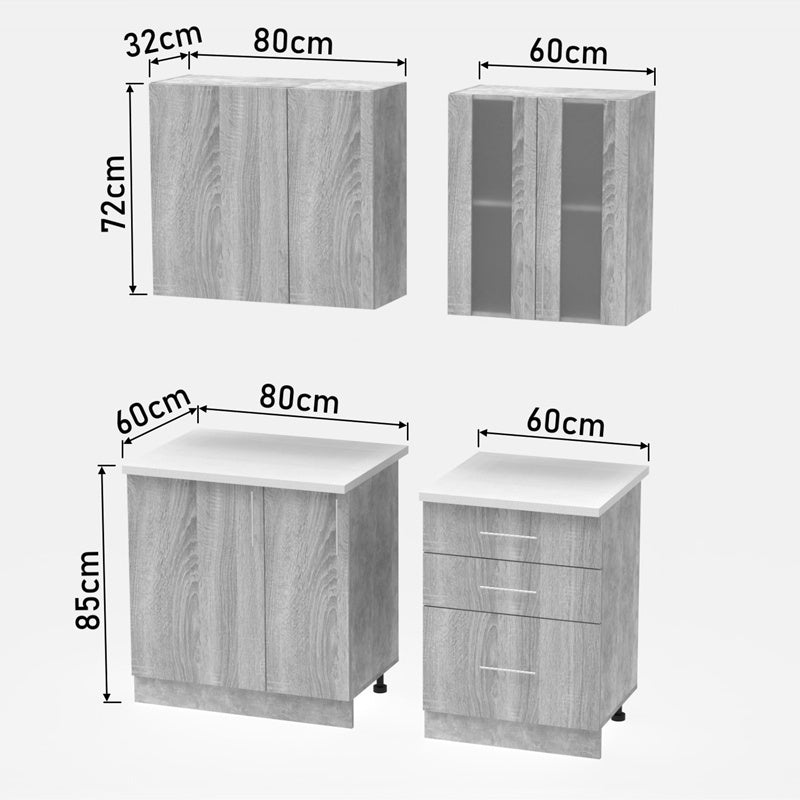 Кухненски шкаф Festa  меламин в цвят сонома и работна маса в светло сив цвят 140x60x85см