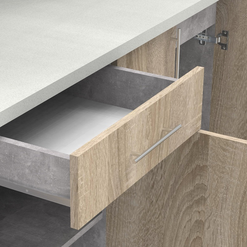 Кухненски шкаф Festa  меламин в цвят сонома и работна маса в светло сив цвят 160x60x85см