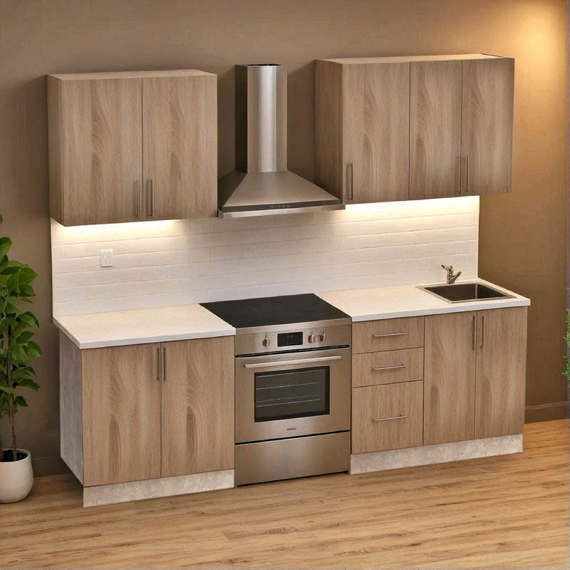 Кухненски шкаф Festa меламин в цвят сонома и работна маса в светло сив цвят 160x60x85см