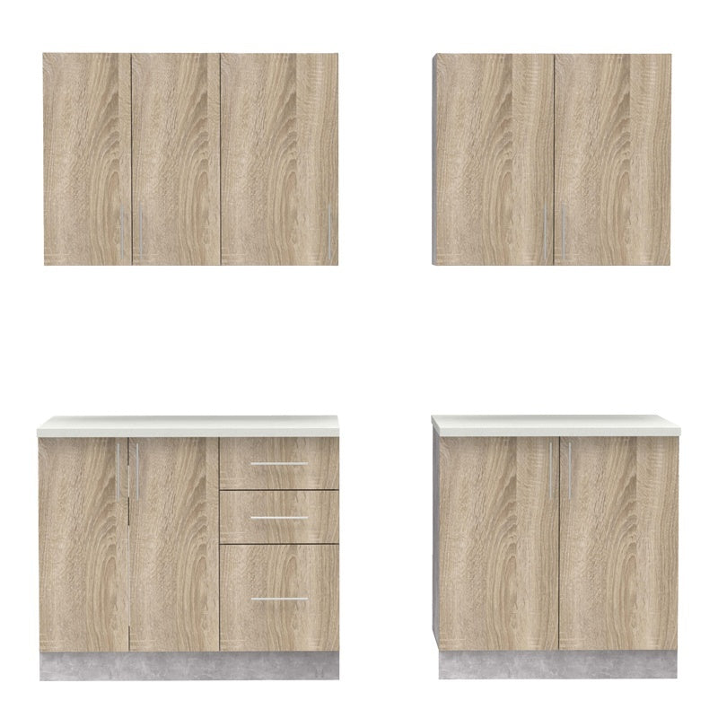 Кухненски шкаф Festa меламин в цвят сонома и работна маса в светло сив цвят 160x60x85см