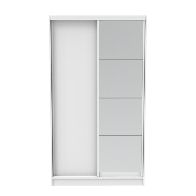 Двукрилен гардероб плъзгач с огледало Korredor в бял цвят 120x60x220см