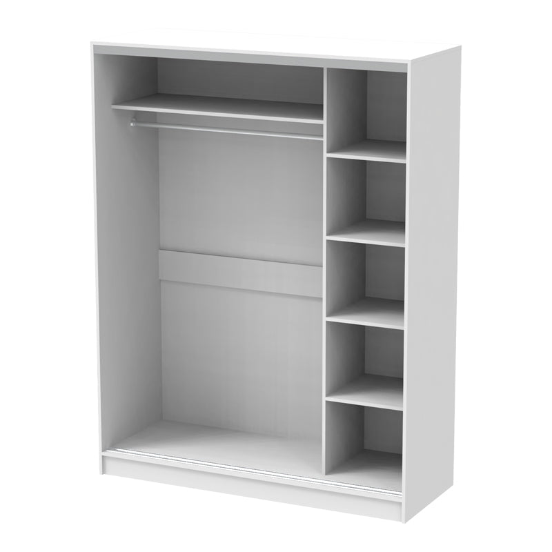 Двукрилен гардероб с огледало KORREDOR в бял цвят 160x60x220см