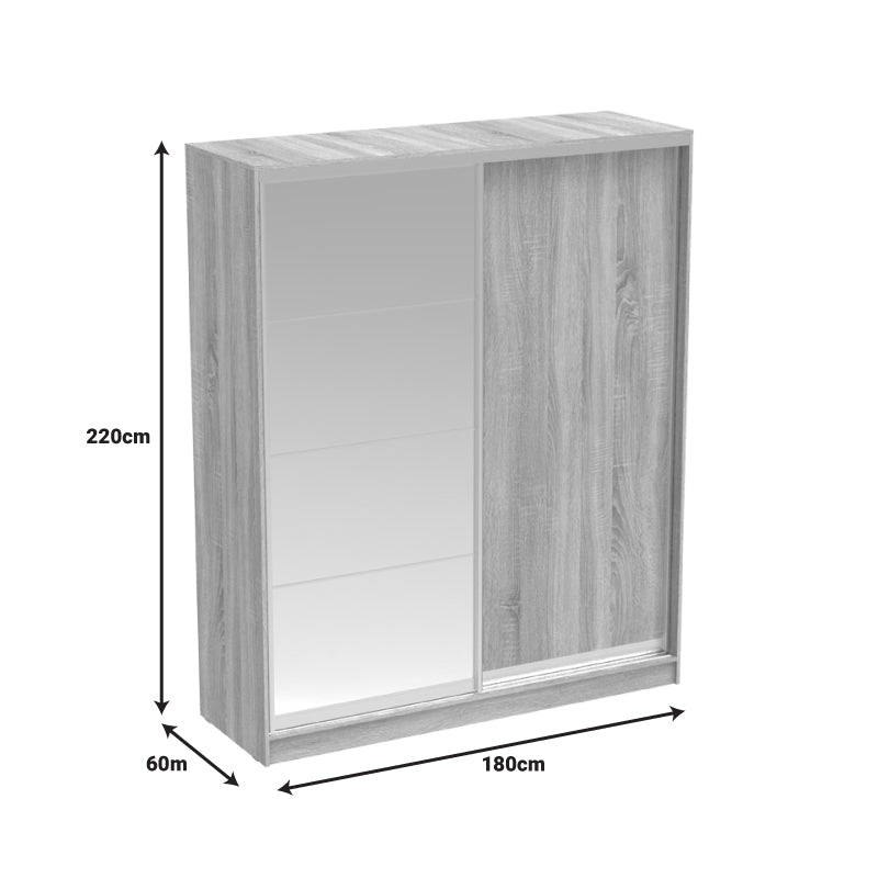 Двукрилен гардероб APARADOR с огледало бял цвят 180x60x220см