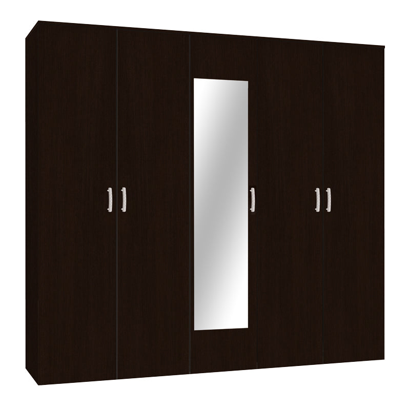Петкрилен гардероб Luna с огледало цвят венге 220х52х200см
