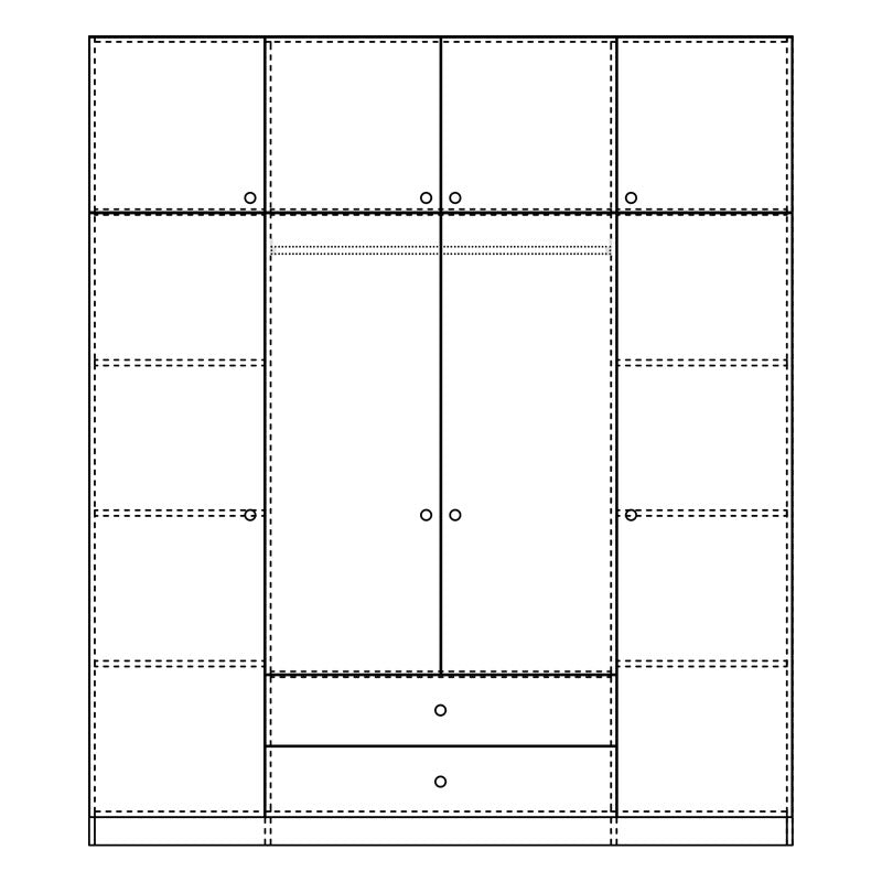 Гардероб четирикрилен  ROYAL с чекмеджета  в нюанс сонома 200x58x230см