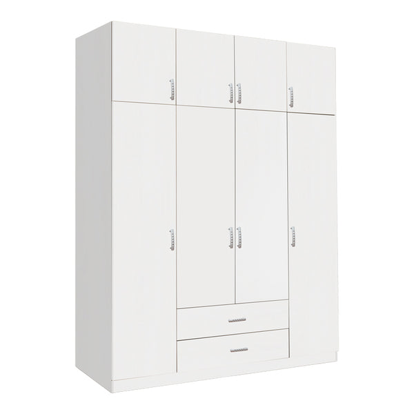 Четирикрилен гардероб ROYAL с чекмеджета в бял нюанс 200x58x230см