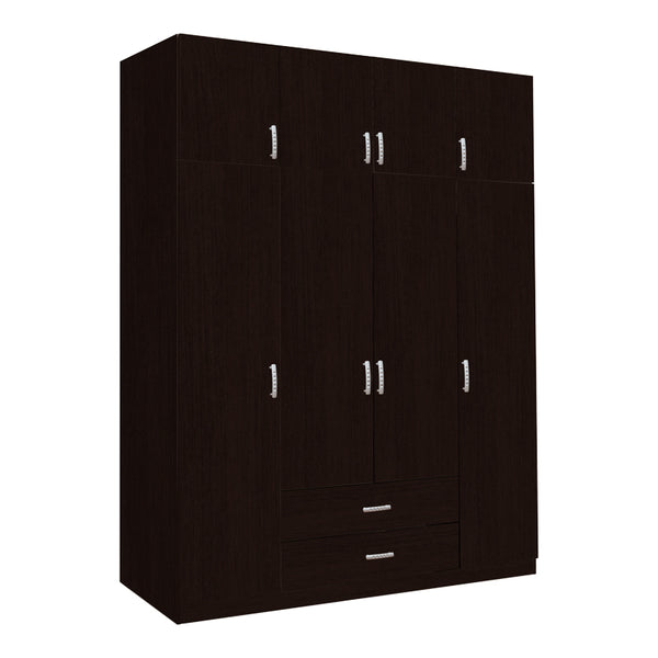 Четирикрилен гардероб ROYAL с чекмеджета в нюанс венге 200x58x230см