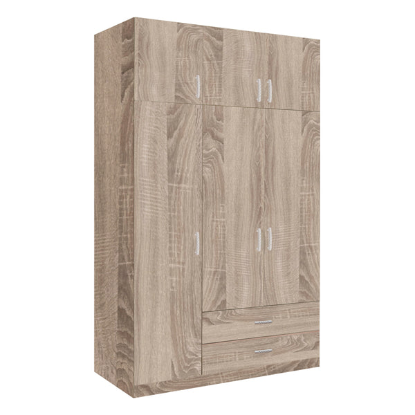Трикрилен гардероб ROYAL с чекмеджета в нюанс сонома  150x58x230см