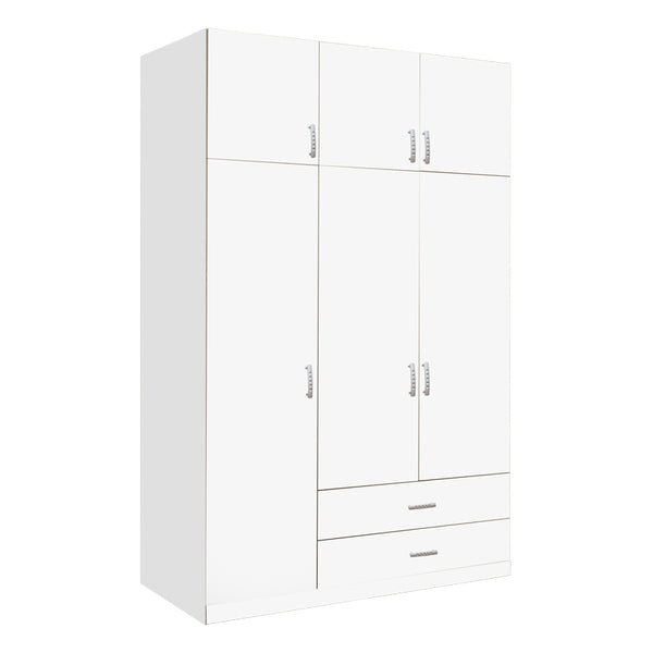 Трикрилен гардероб с чекмеджета ROYAL в бял нюанс 150x58x230см