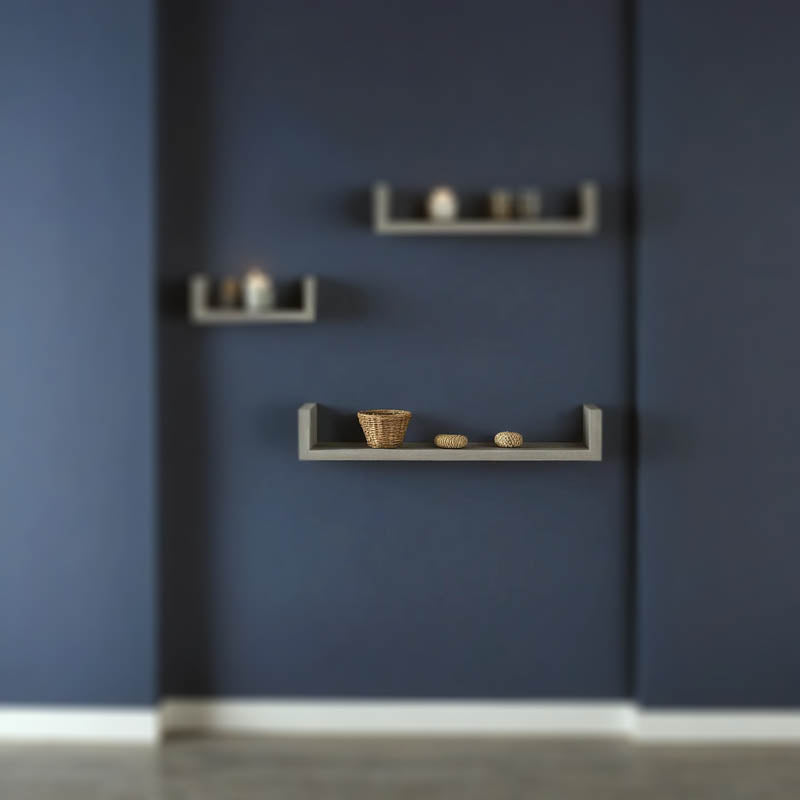 Стенен рафт Derva циментово-сив цвят 60x15x10см