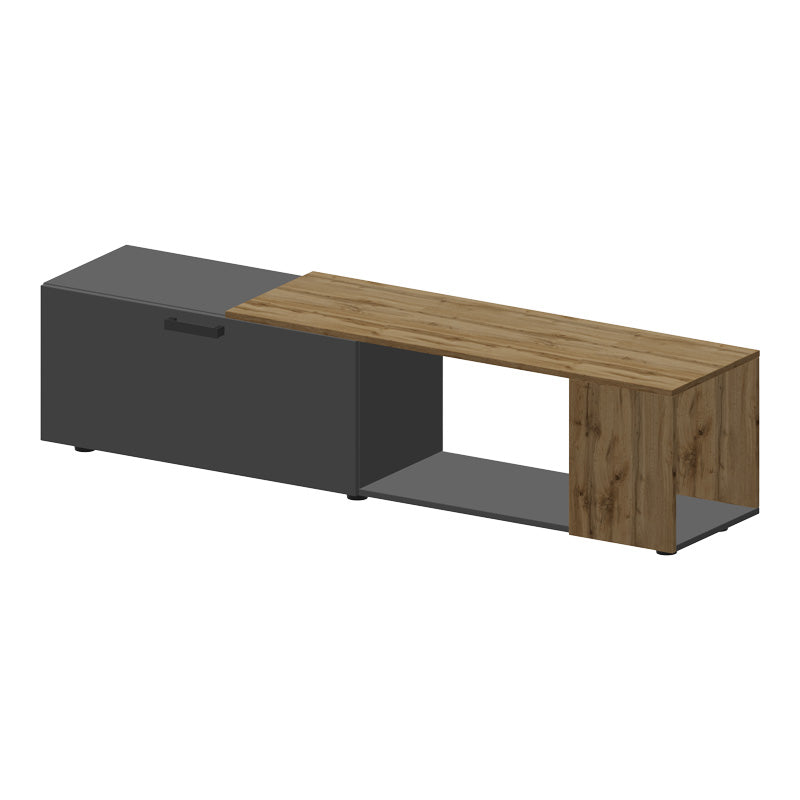 Комплект рафтове за хол Poelfy цвят тъмносив-дъб 170x37.5x42см