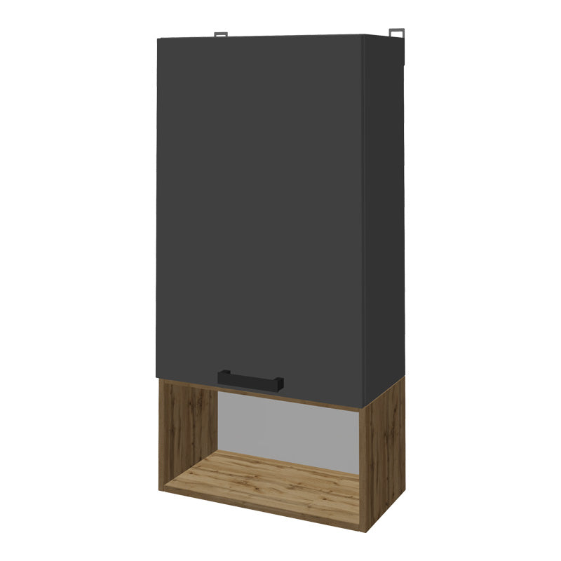 Комплект рафтове за хол Poelfy цвят тъмносив-дъб 170x37.5x42см