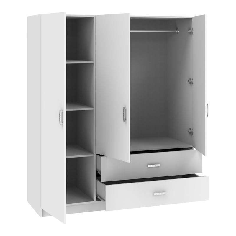 Трикрилен гардероб ROYAL бял 150x58x177см