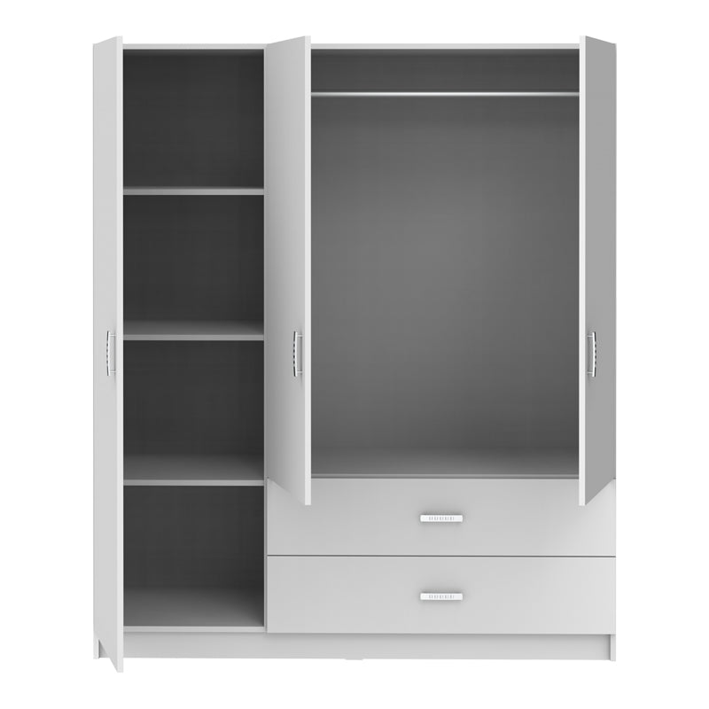 Трикрилен гардероб ROYAL бял 150x58x177см