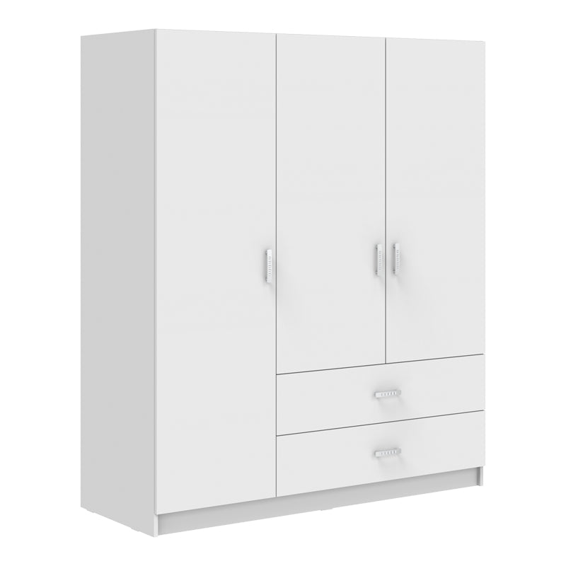 Трикрилен гардероб ROYAL бял 150x58x177см