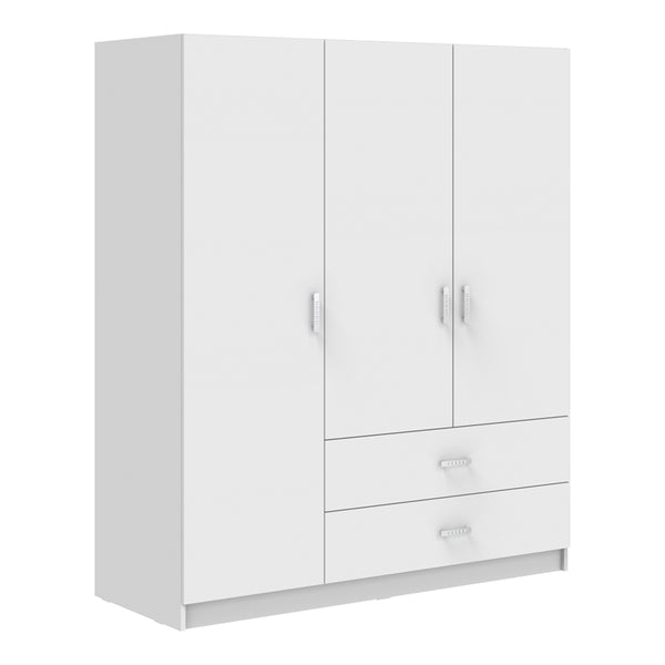 Трикрилен гардероб ROYAL бял 150x58x177см