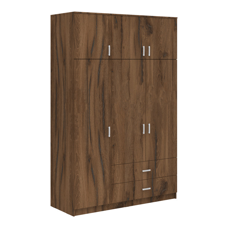 Трикрилен гардероб ROYAL с чекмеджета в цвят орех-дъб 150x58x230см