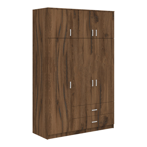 Трикрилен гардероб ROYAL с чекмеджета в цвят орех-дъб 150x58x230см