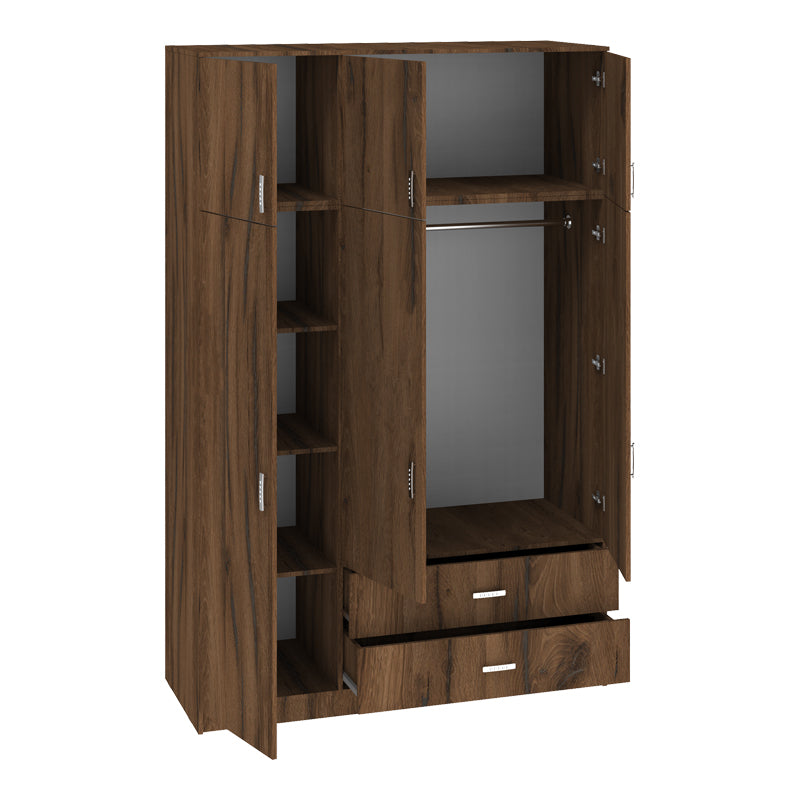 Трикрилен гардероб ROYAL с чекмеджета в цвят орех-дъб 150x58x230см