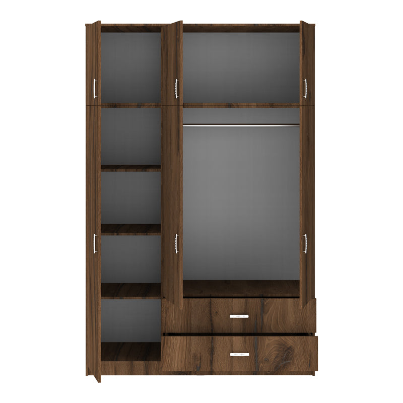 Трикрилен гардероб ROYAL с чекмеджета в цвят орех-дъб 150x58x230см