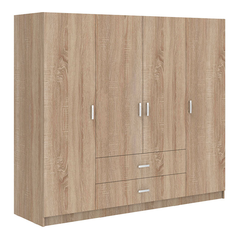 Гардероб ROYAL с четири крила, чекмеджета и тавански лофт сонома 200x58x230см