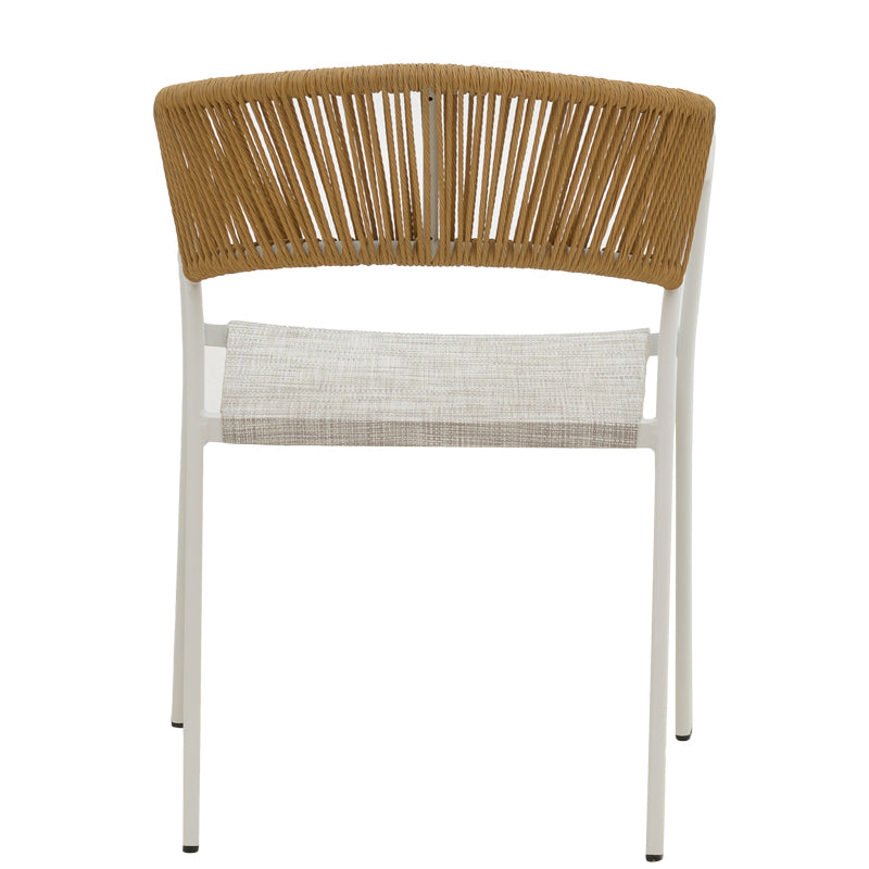 Алуминиев фотьойл Glisten стифираща бяла рамка-текстилен естествен ратан 58x56x82см