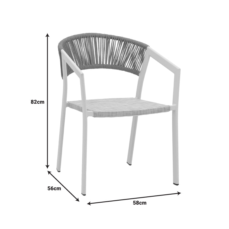 Алуминиев фотьойл Glisten стифираща бяла рамка-текстилен естествен ратан 58x56x82см