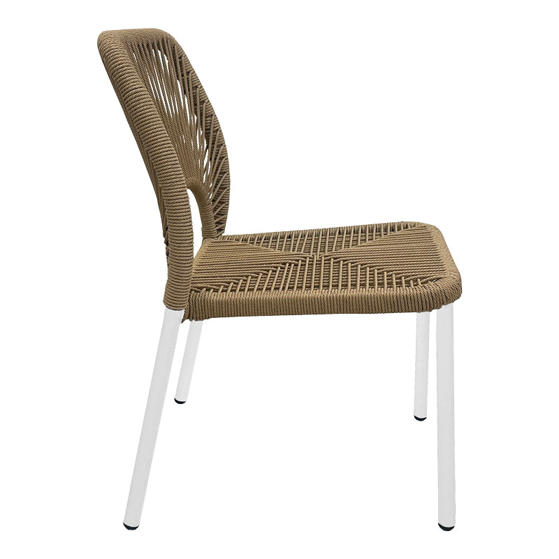 Алуминиев стол Norture стифираща бяла рамка-естествен ратан 45x63x82см