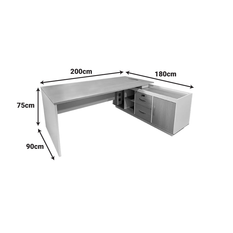 Професионално работно ъглово бюро Armadi сонома-бял цвят 200x90x75см