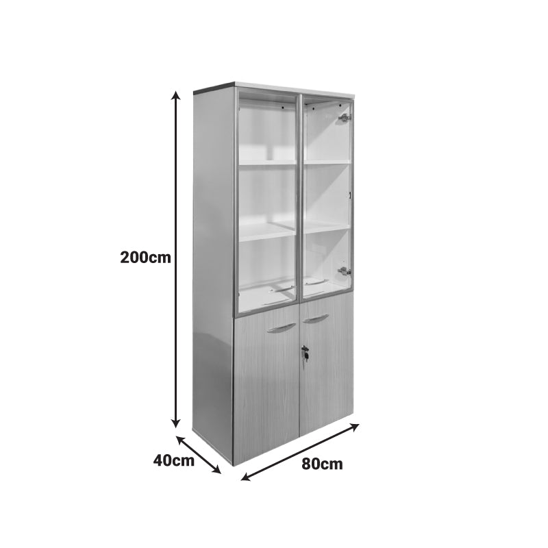 Офис шкаф със стъклени врати ARMADI сонома-бял 80x40x200см