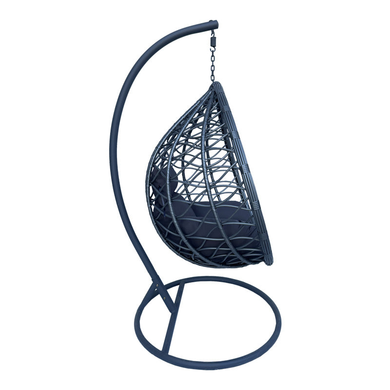 Градинска  люлка LYERE със сива метална основа със сив пе ратан 120x108x195cм