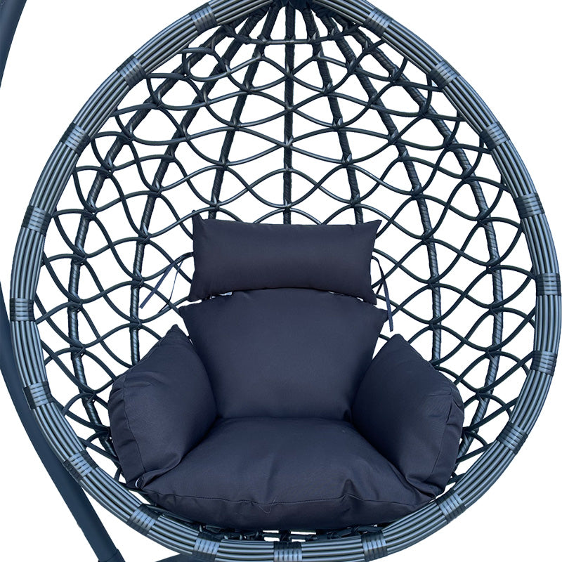 Градинска  люлка LYERE със сива метална основа със сив пе ратан 120x108x195cм