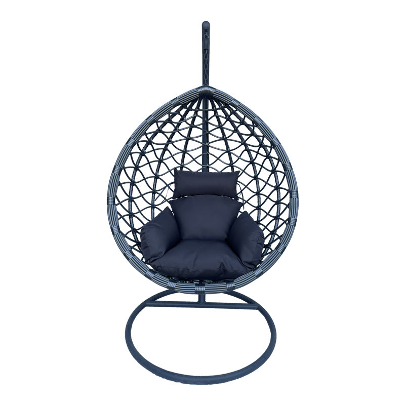 Градинска  люлка LYERE със сива метална основа със сив пе ратан 120x108x195cм