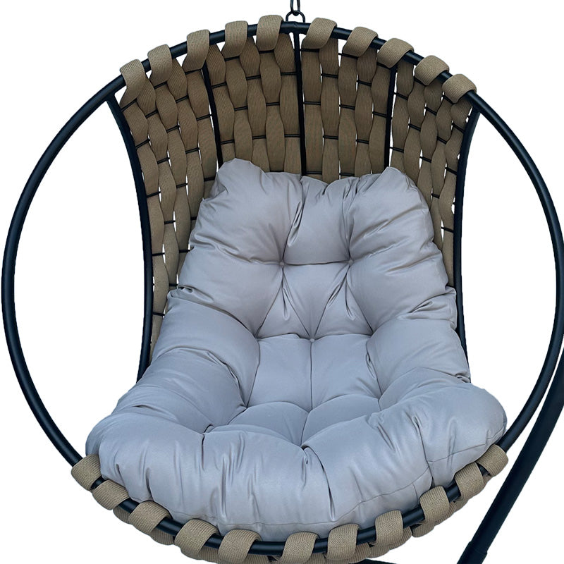 Градинска люлка MAKITO с черна метална основа - pvc в бежово-сив цвят 100x105x195см