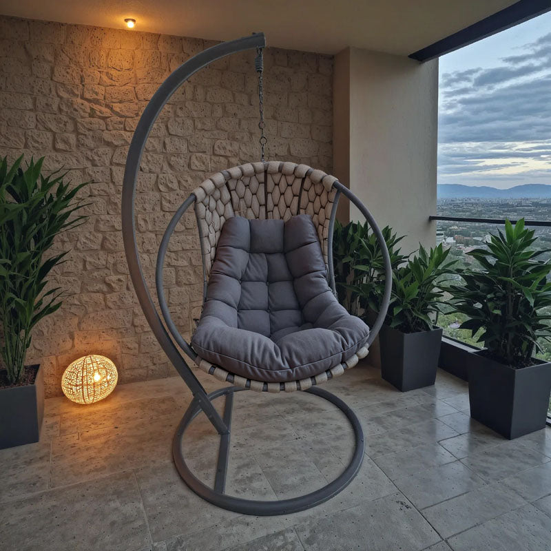 Градинска люлка Makito метална основа - pvc в сив цвят 100x105x195см