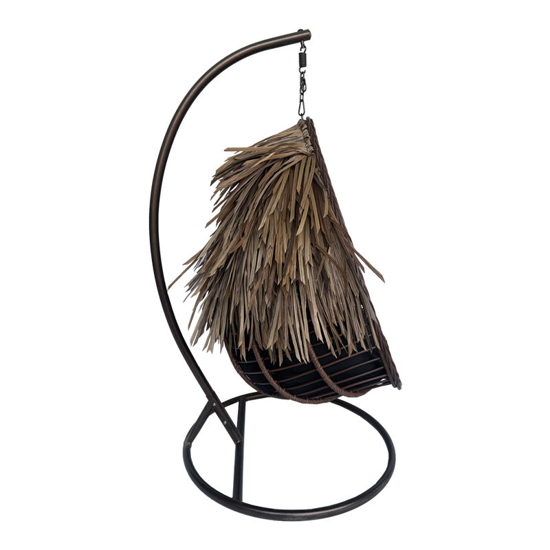 Градинска  люлка VARUR с кафява метална основа - полиратан в кафяво-черен цвят 120x105x195см