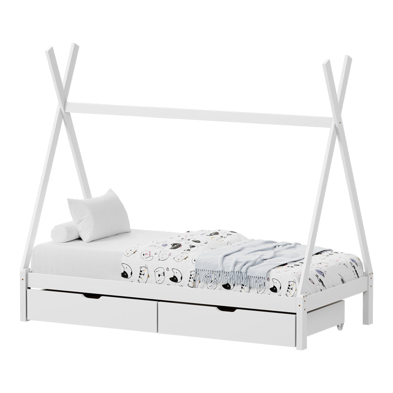 Детско легло Lalitto с място за съхранение в стил Монтесори борово дърво в бял нюанс  за матрак 90x190см