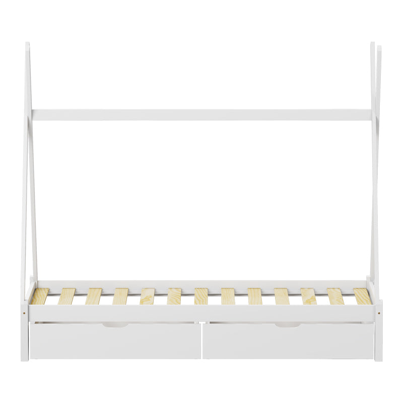 Детско легло Lalitto с място за съхранение в стил Монтесори борово дърво в бял нюанс  за матрак 90x190см